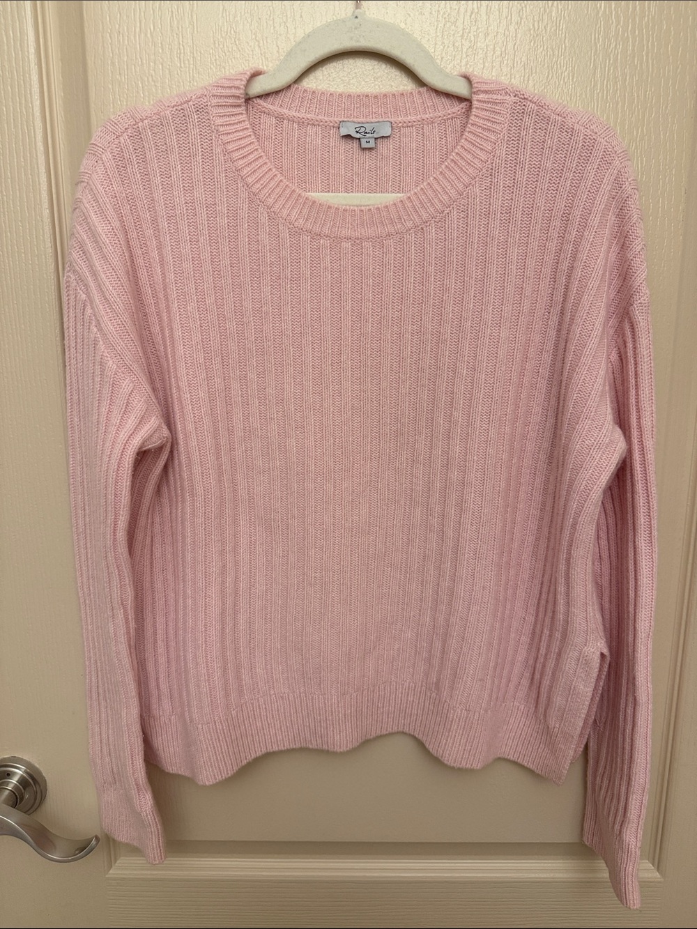 Rails Pale Pink Ribbed Crewneck Sweater